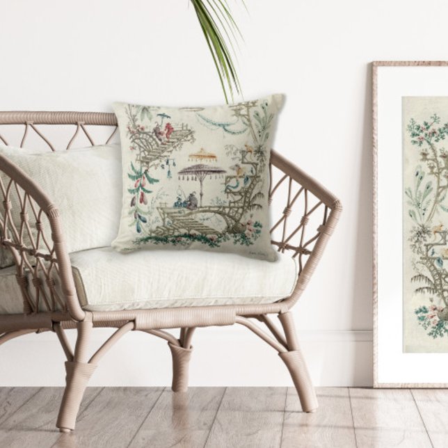 Jean-Baptiste Pillement Vintage Chinoiserie Art Cushion (Creator Uploaded)