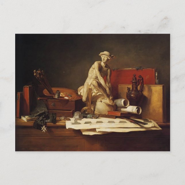 Jean-Baptiste-Simeon Chardin-The Attributes of Art Postcard (Front)