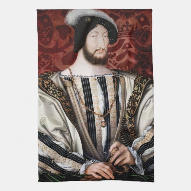 Jean Clouet - Francois I, King of France Tea Towel (Vertical)