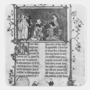 Jean de Joinville offering his book on St. Louis Square Sticker