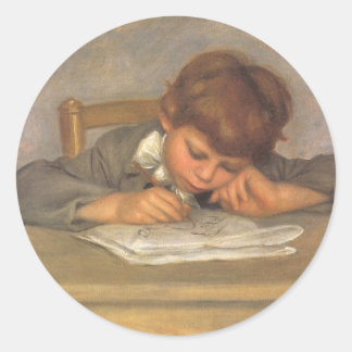 Jean Drawing by Pierre Renoir, Vintage Fine Art Classic Round Sticker