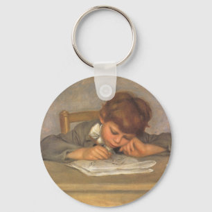 Jean Drawing by Pierre Renoir, Vintage Fine Art Key Ring