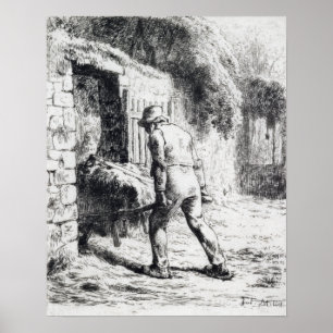 Jean-François Millet Man with a Wheelbarrow Poster