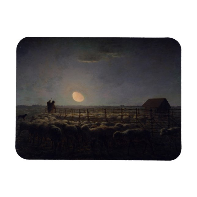 Jean-Francois Millet - Sheepfold, Moonlight 1860 Magnet (Horizontal)