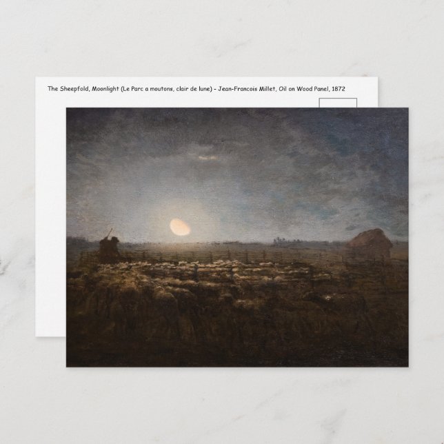 Jean-Francois Millet - Sheepfold, Moonlight 1872 Postcard (Front/Back)