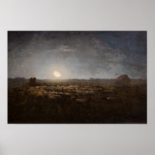 Jean-Francois Millet - Sheepfold, Moonlight 1872 Poster