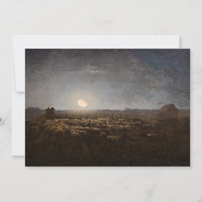 Jean-Francois Millet - Sheepfold, Moonlight 1872 Thank You Card (Front)