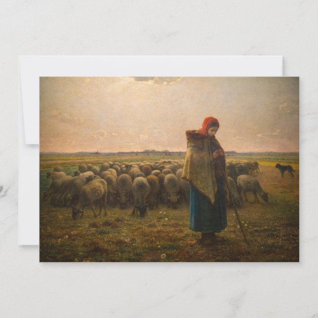 Jean-Francois Millet - Shepherdess and Flock 1863 Invitation (Front)