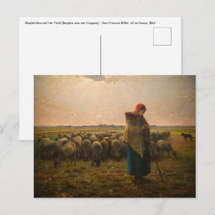 Jean-Francois Millet - Shepherdess and Flock 1863 Postcard