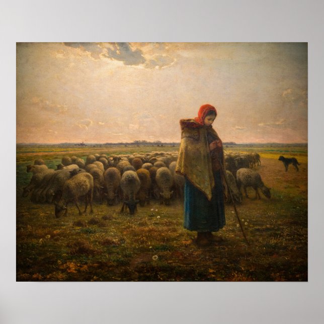 Jean-Francois Millet - Shepherdess and Flock 1863 Poster (Front)