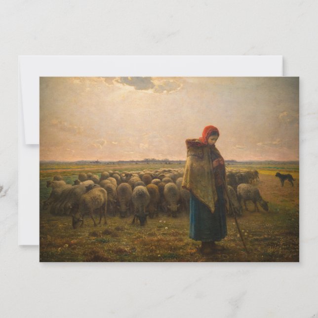 Jean-Francois Millet - Shepherdess and Flock 1863 Thank You Card (Front)