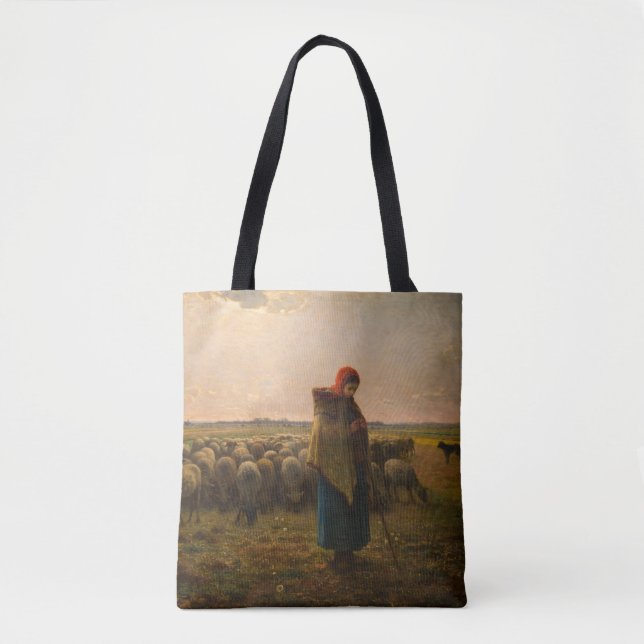 Jean-Francois Millet - Shepherdess and Flock 1863 Tote Bag (Front)