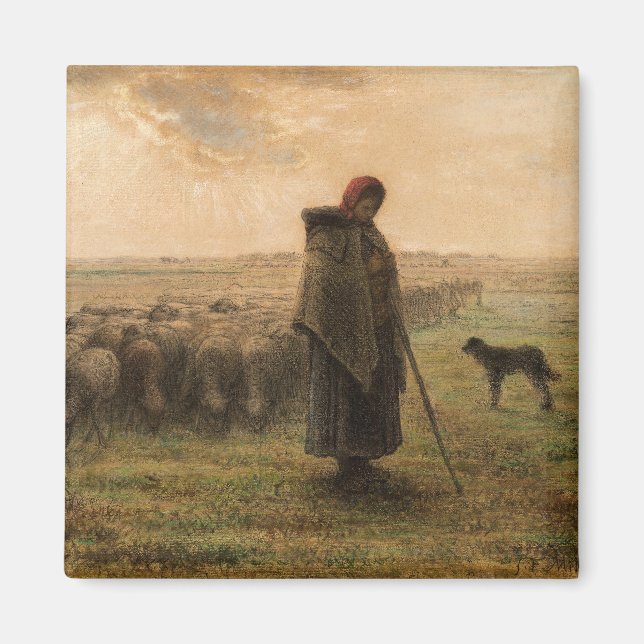 Jean-Francois Millet - Shepherdess and Flock 1865 Magnet (Front)