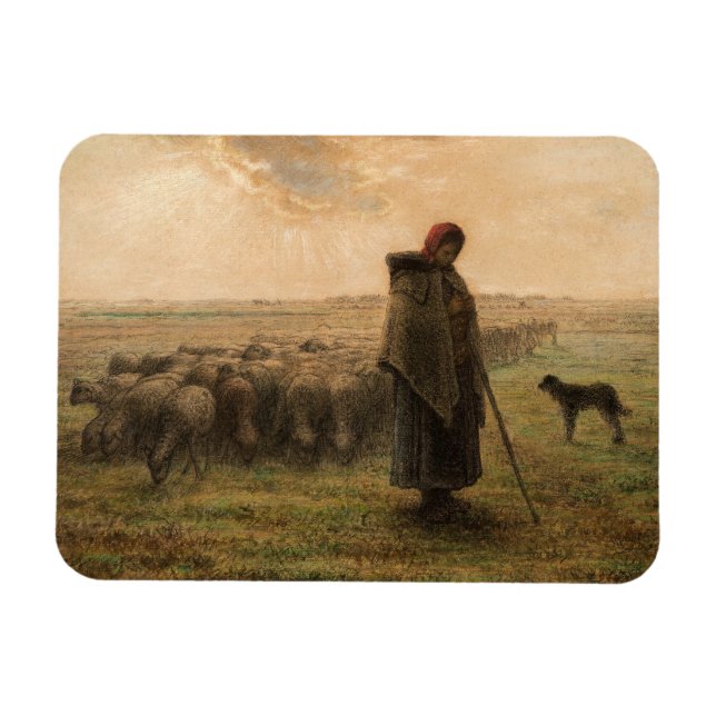 Jean-Francois Millet - Shepherdess and Flock 1865 Magnet (Horizontal)