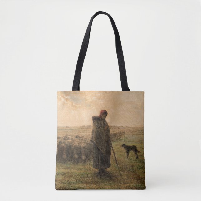 Jean-Francois Millet - Shepherdess and Flock 1865 Tote Bag (Front)