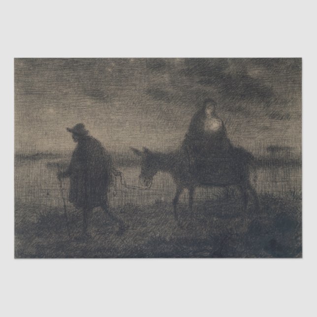Jean-Francois Millet - The Flight Into Egypt Tissue Paper (Front)