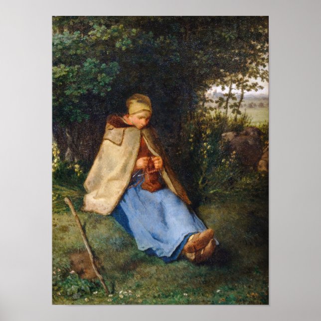 Jean-Francois Millet - The Knitter Poster (Front)