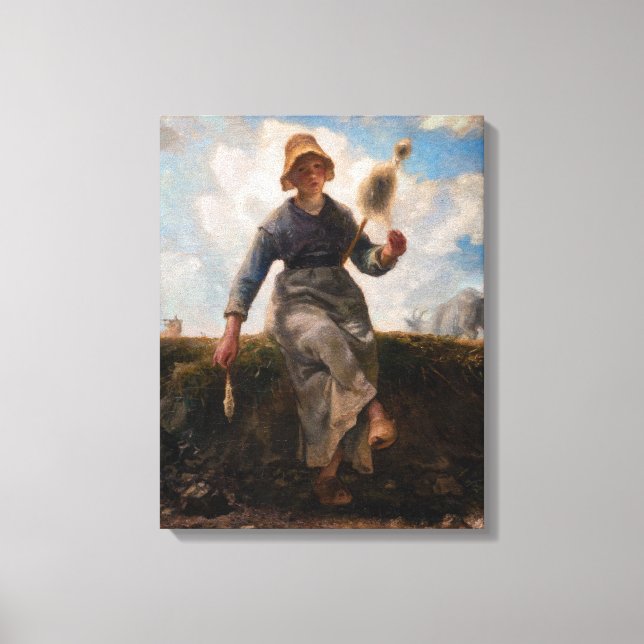 Jean-Francois Millet - The Spinner Girl Canvas Print (Front)