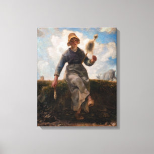 Jean-Francois Millet - The Spinner Girl Canvas Print