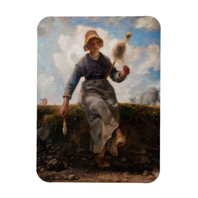 Jean-Francois Millet - The Spinner Girl Magnet (Vertical)