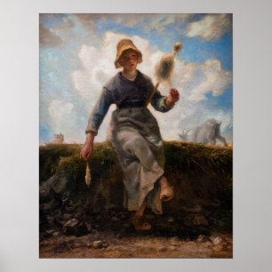 Jean-Francois Millet - The Spinner Girl Poster