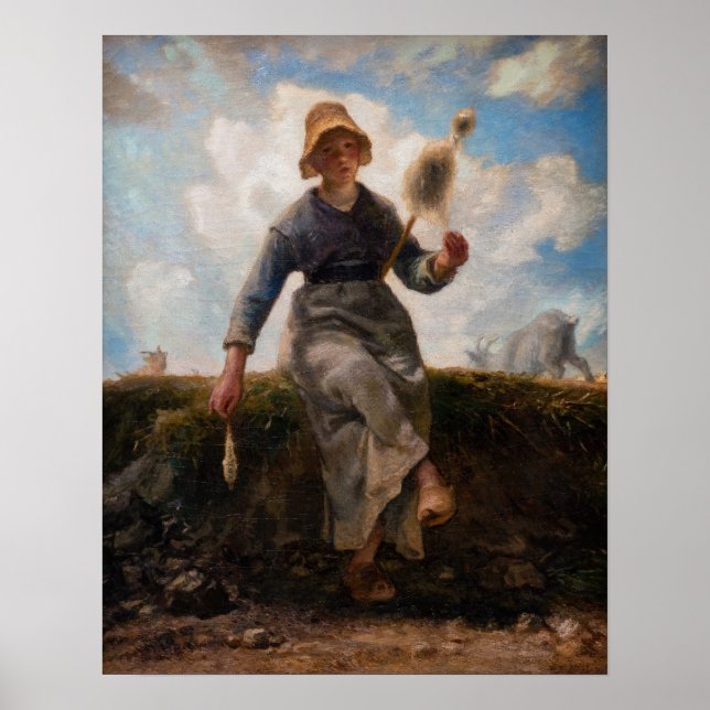 Jean-Francois Millet - The Spinner Girl Poster (Front)