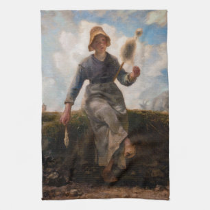 Jean-Francois Millet - The Spinner Girl Tea Towel