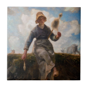 Jean-Francois Millet - The Spinner Girl Tile