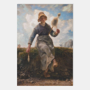 Jean-Francois Millet - The Spinner Girl Wrapping Paper Sheet