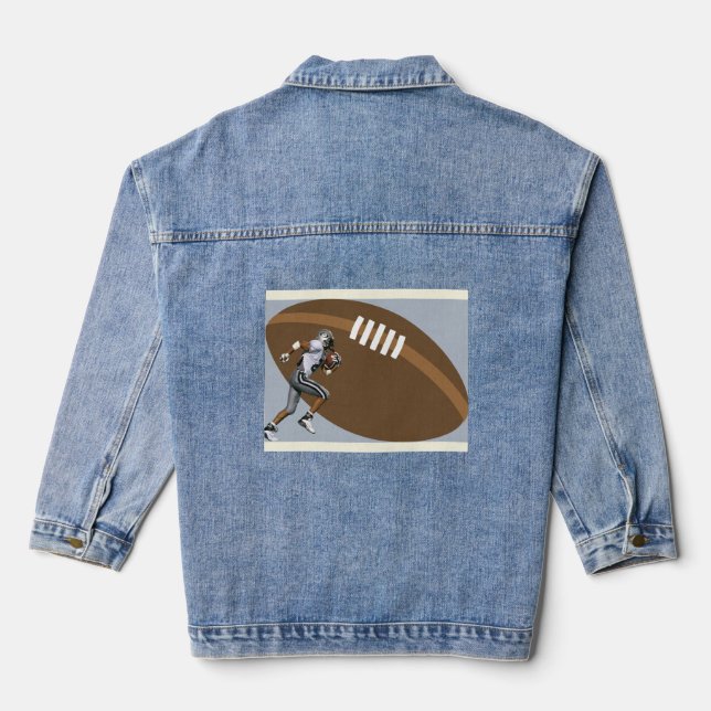 Jean Jacket with Football Player and Football (Back)