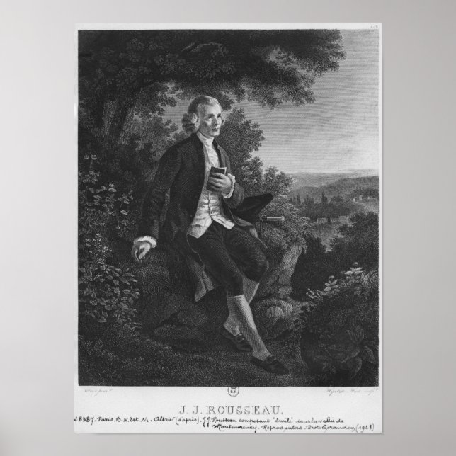 Jean-Jacques Rousseau composing 'Emile' Poster (Front)