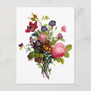 Jean Louis Prevost Roses and Pansy Bouquet Postcard