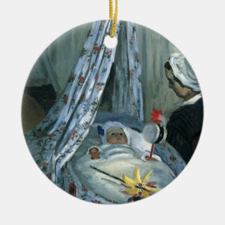 Jean Monet in His Cradle by Claude Monet Ceramic Tree Decoration