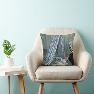 Jean Monet in His Cradle by Claude Monet Cushion