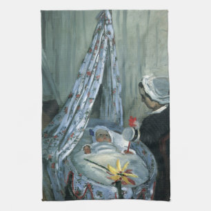 Jean Monet in His Cradle by Claude Monet Tea Towel