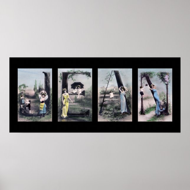 JEAN Vintage Alphabet Letter Name Art Poster (Front)