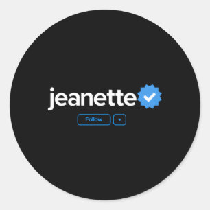 Jeanette First Name Verified Badge Social Media Je Classic Round Sticker