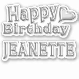 Jeanette Happy Birthday silver Sticker