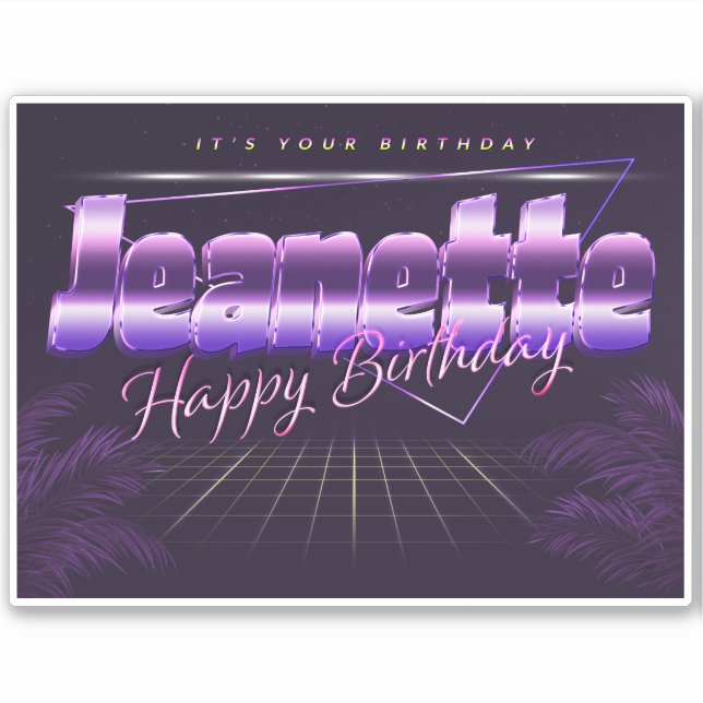 Jeanette Name First name retro Sticker Birthday (Front)