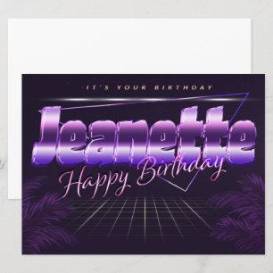 Jeanette Name Vorname lila retro Karte Geburtstag Card