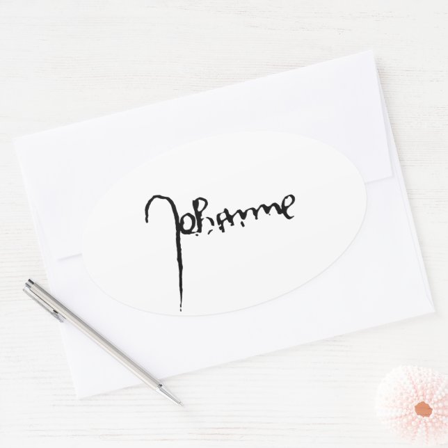 Jeanne d'Arc Saint Joan Saint Johanna Signature Oval Sticker (Envelope)