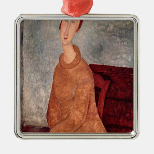 Jeanne Hebuterne in a Yellow Jumper, 1918-19 Metal Tree Decoration