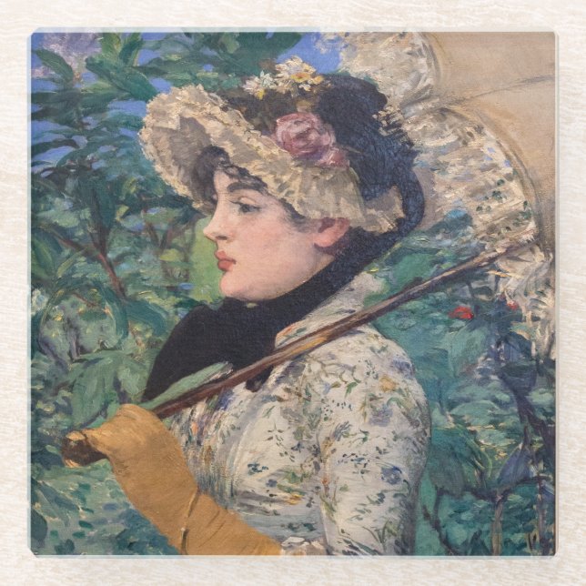Jeanne (Spring)  By Édouard Manet Glass Coaster (Front)