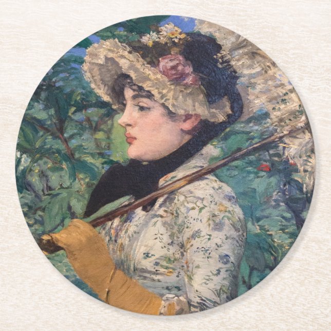 Jeanne (Spring)  By Édouard Manet Round Paper Coaster (Front)