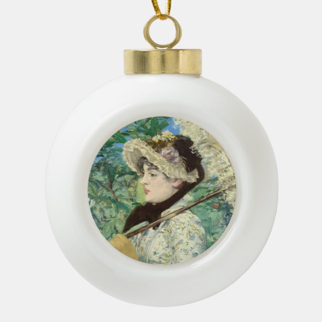 Jeanne (Spring) Edouard Manet    Ceramic Ball Christmas Ornament (Front)