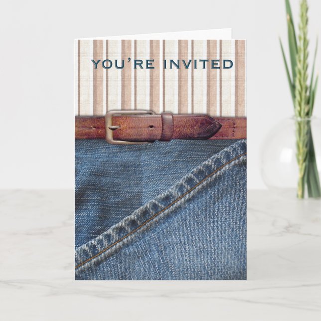 Jeans and Stripes Invitation (Front)
