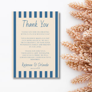 Jeans Blue & Ivory Stripes Retro Thank You Card