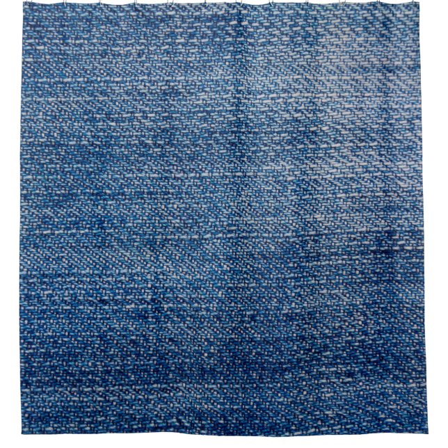 Jeans fabric denim structure blue shower curtain (Front)