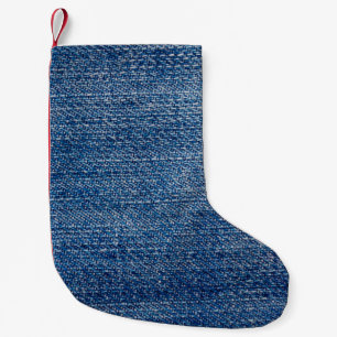 Jeans fabric denim structure blue small christmas stocking