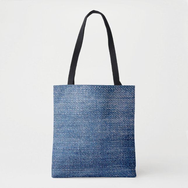 Jeans fabric denim structure blue tote bag (Front)